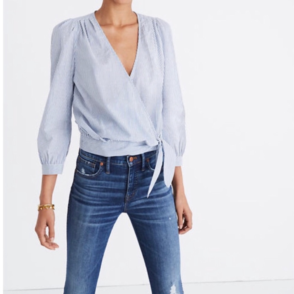 Madewell Austen Striped wrap around blouse